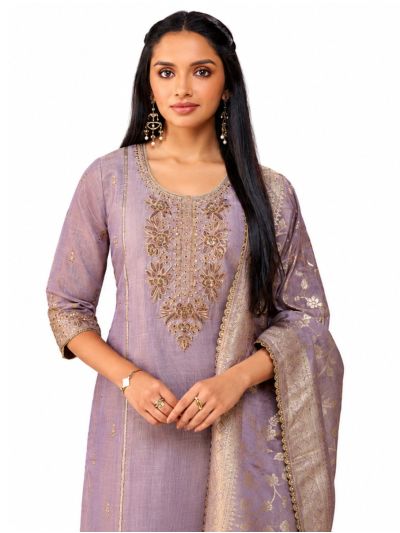 Graceful Muse Readymade Dusty Lavender Floral Embroidered Salwar Kameez