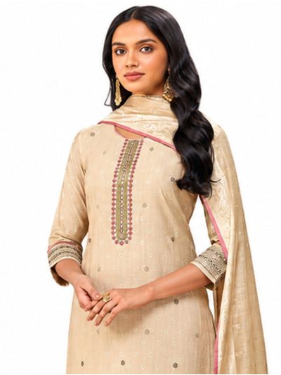Graceful Muse Readymade Champagne Architectural Hem Embroidered Salwar Kameez