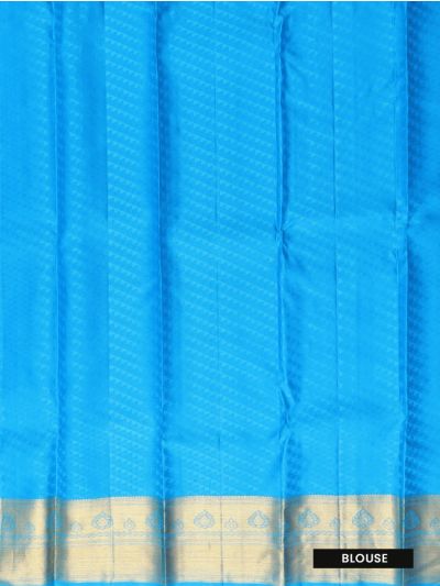 Vivaha Kanchipuram Pure Silk Floral Medallion Stripe with Lattice Pallu Saree