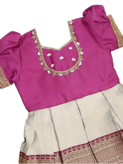 Traditional Art Silk Silver Grey Geometric Zari Border Frock