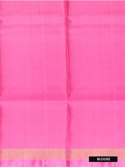 Kanmanie Soft Silk Horse Butta with Geometric Stripe 2 Inch Zari and Satin Border Saree