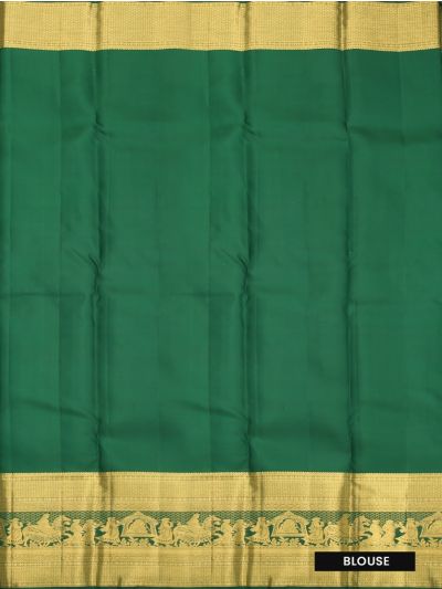 Vivaha Kanchipuram Pure Silk Zari Check Deer Motif with Zari Border Saree