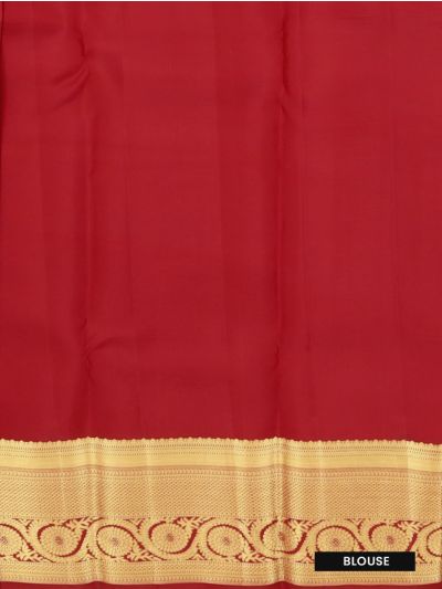 Vivaha Kanchipuram Pure Silk Elephant Geometric Check with Floral Zari Border Saree