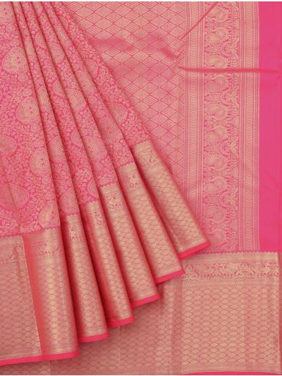 Gracecharm Pure Silk Floral Medallion Jaal with Diamond Lattice Pallu Saree