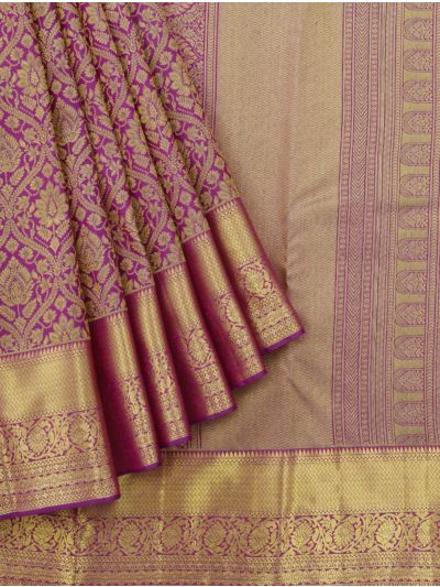 Gracecharm Silk Floral Vine Lattice Jaal with Floral Medallion Pallu Saree