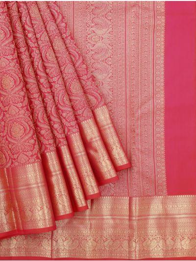 Vivaha Kanchipuram Pure Silk Floral Jaal with Diamond Brocade Pallu Saree