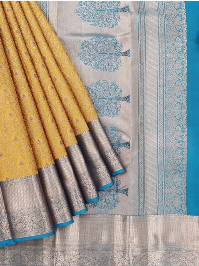 Vivaha Kanchipuram Pure Silk Floral Vine Jaal with Tree Motif Pallu Saree