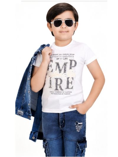 Gracecharm Boys Washed Denim Jacket 3 Piece Set