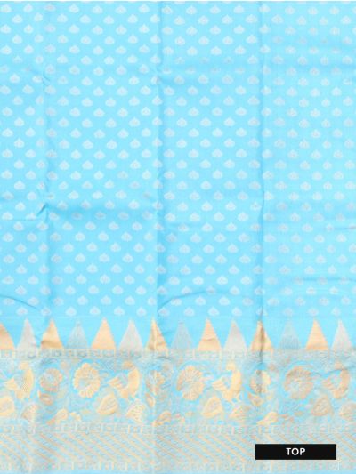 Gracecharm Silk Elephant Butta with Contrast Border Pattu Pavadai Material