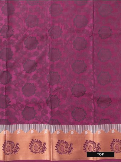 Gracecharm Art Silk Floral Vine Jaal Peacock Border Pattu Pavadai Material