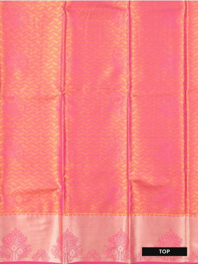Gracecharm Art Silk Chevron Floral Brocade Pattu Pavadai Material