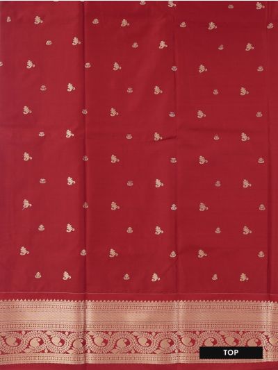 Gracecharm Art Silk Check Butta with Paisley Brocade Pattu Pavadai Material