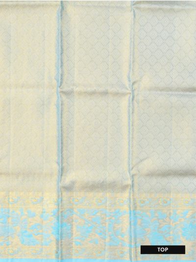 Gracecharm Pure Silk Geometric with Floral Brocade Border Pattu Pavadai Material