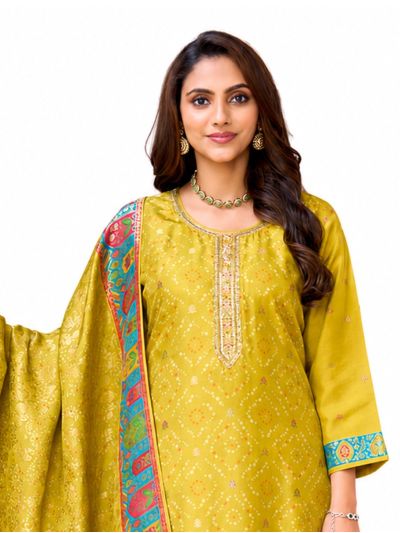 Graceful Muse Readymade Bandhani Diamond Jaal Salwar Kameez