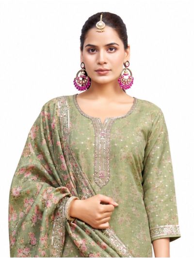 Graceful Muse Readymade Floral Jaal Butta Salwar Kameez