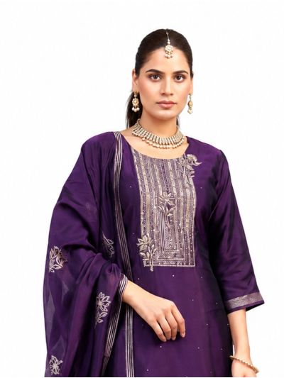 Graceful Muse Readymade Geometric Floral Embroidered Salwar Kameez
