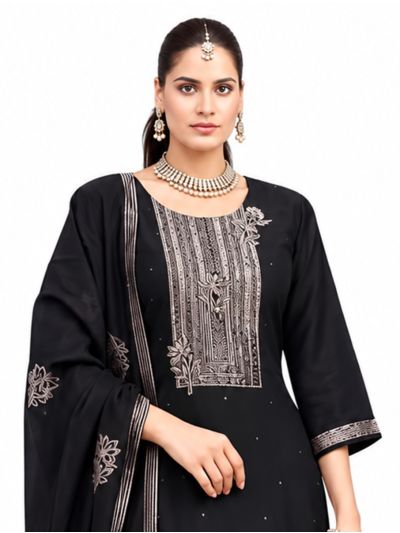 Graceful Muse Readymade Floral Yoke Round Neck Embroidered Salwar Kameez