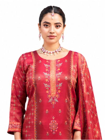 Graceful Muse Readymade Floral Butta Round Neck Salwar Kameez