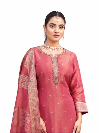 Graceful Muse Readymade Butta Embroidered Round Neck Salwar Kameez