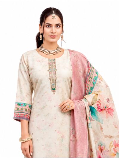 Graceful Muse Readymade Floral Butta Round Neck Salwar Kameez