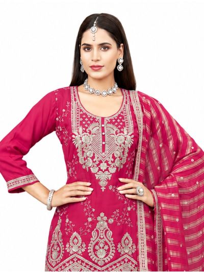 Graceful Muse Readymade Floral Yoke Round Neck Embroidered Salwar Kameez