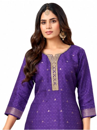 Graceful Muse Readymade Butta Notched Round Neck Salwar Kameez