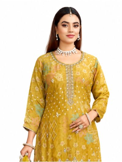 Graceful Muse Readymade Floral Geometric Round Neck Embroidered Salwar Kameez