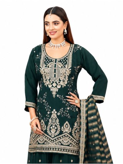 Graceful Muse Readymade Floral Embroidered Round Neck Salwar Kameez