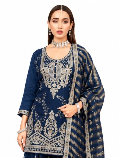 Graceful Muse Readymade Floral Embroidered Round Neck Salwar Kameez