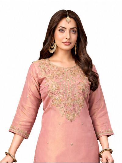 Graceful Muse Readymade Floral Yoke Embroidered Round Neck Salwar Kameez