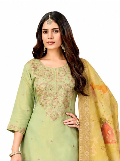 Graceful Muse Readymade Floral Yoke Embroidered Salwar Kameez