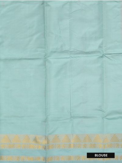 Kanmanie Vazhainaar Pattu Two-Tone Geometric Butta with Contrast Striped Pallu Saree