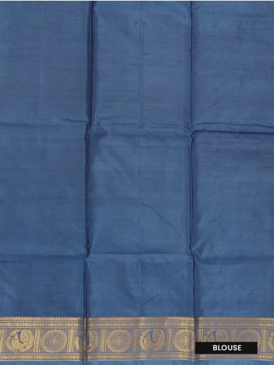 Kanmanie Vazhainaar Pattu Geometric Butta with Striped Butta Pallu Saree
