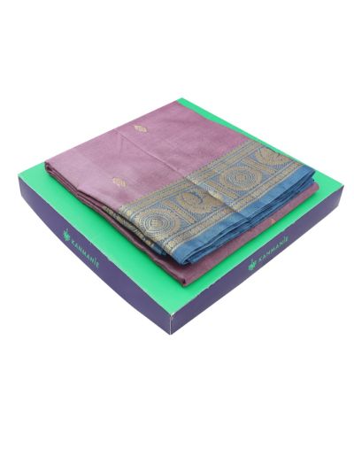 Kanmanie Vazhainaar Pattu Peacock Medallion Zari Border Saree