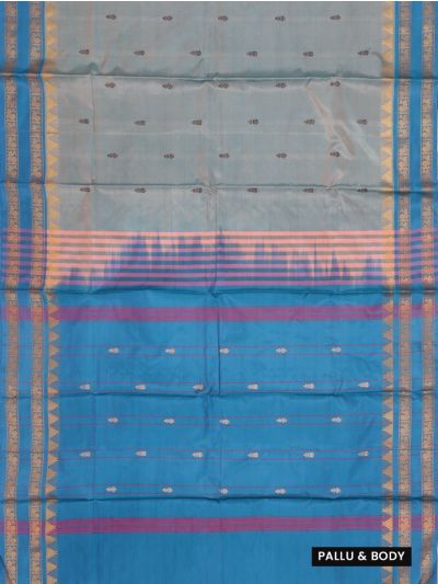 Kanmanie Vazhainaar Pattu Floral Butta Contrast Zari Border Saree
