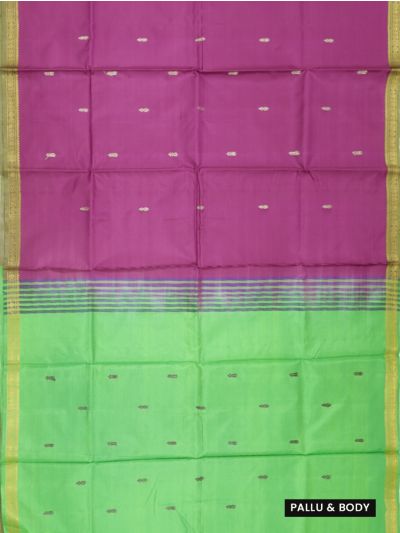 Kanmanie Vazhainaar Pattu Magenta Mint Green Butta Saree