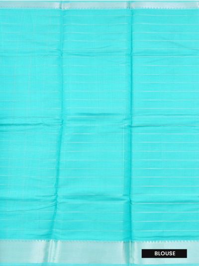 Gracecharm Elegant Chirala Gadwal Cotton  Turquoise Checked Design with Border Saree