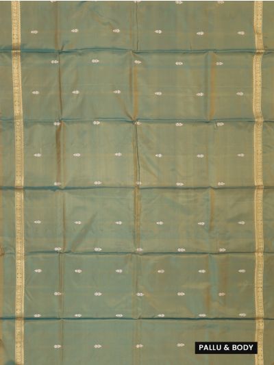 Kanmanie Vazhainaar Pattu Sage Green Silver Butta Saree