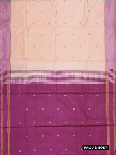 Kanmanie Vazhainaar Pattu Peach Wine Purple Butta Saree