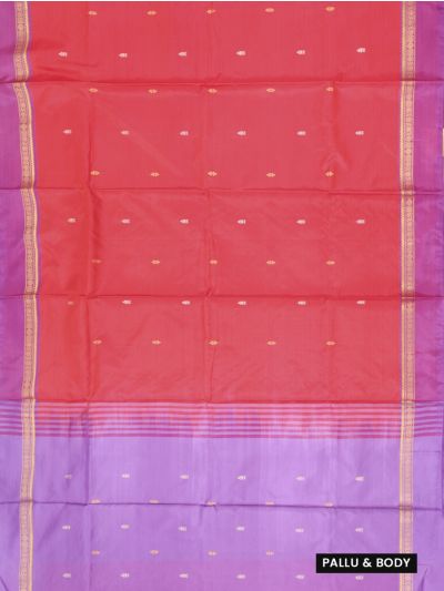 Kanmanie Vazhainaar Pattu Coral Pink Lavender Butta Saree