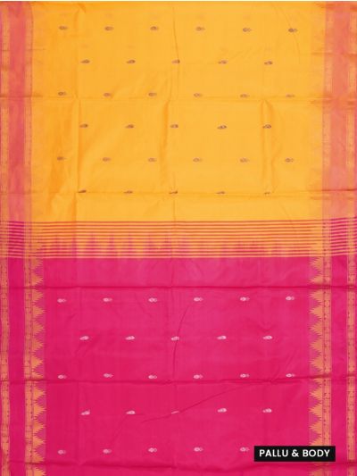 Kanmanie Vazhainaar Pattu Mango Yellow Rani Pink Butta Saree