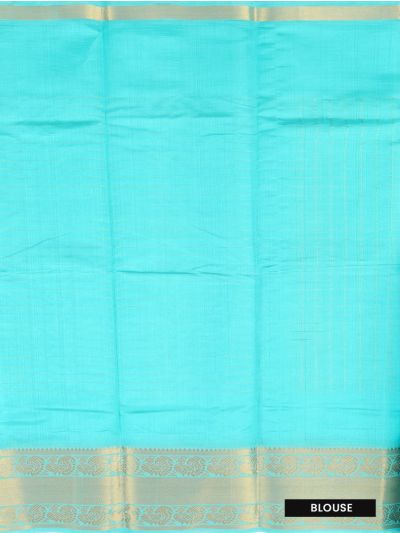 Gracecharm Elegant Chirala Gadwal Cotton Turquoise Blue Checked Design with Border Saree