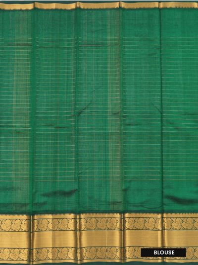 Gracecharm Elegant Chirala Cotton Dark green Checked Design with Border Saree