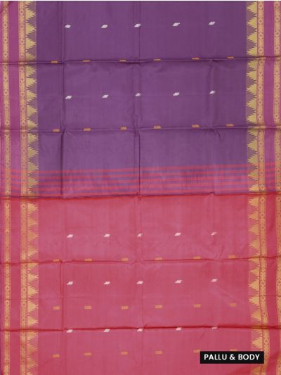 Kanmanie Vazhainaar Pattu Leaf Butta Temple Zari Border Saree