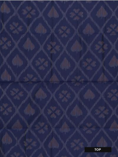 Graceful Essence Silk Cotton Navy Blue Geometric Diamond Ikat Dress Material