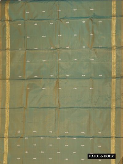 Kanmanie Vazhainaar Pattu Twin Leaf Geometric Zari Border Saree