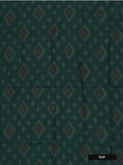 Graceful Essence Silk Cotton Deep Bottle Green Geometric Diamond Ikat Dress Material