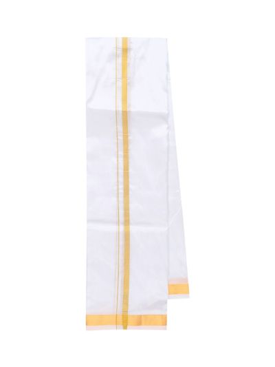 Men’s Traditional White  Pure Mix Silk Dhoti