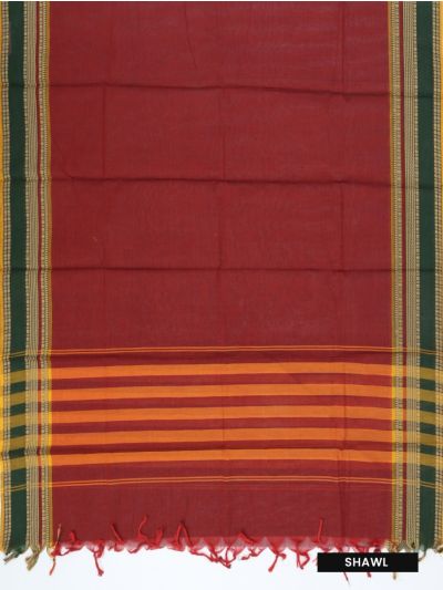 Graceful Essence Kanchi Cotton Plain with Geometric Contrast Border Dress Material