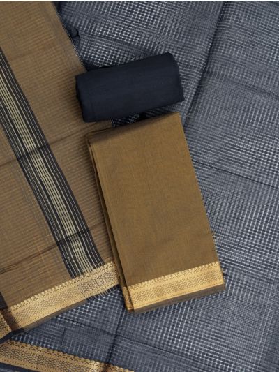 Graceful Essence Mangalagiri Cotton Plain with Zari Border Dress Material